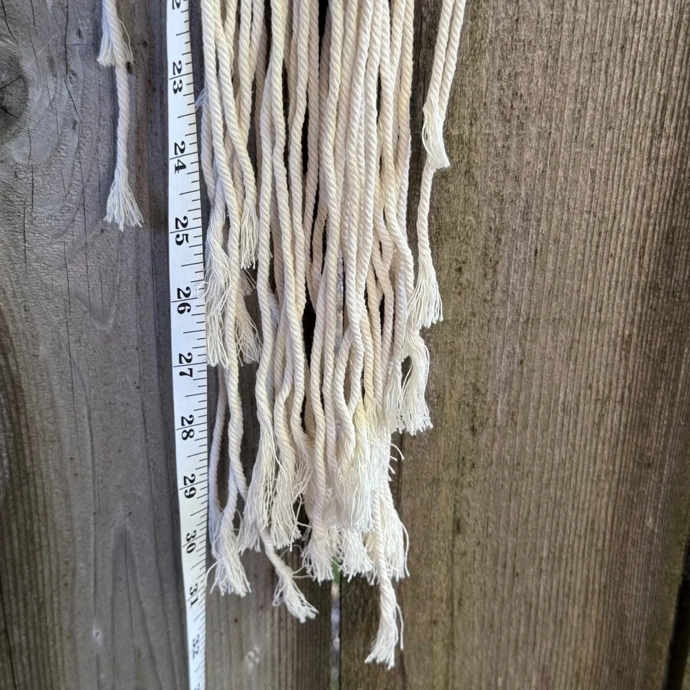 Boho Macrame Wall Hanging Crochet Star Heart Fringe Cream Tan Dreamcatcher Style
